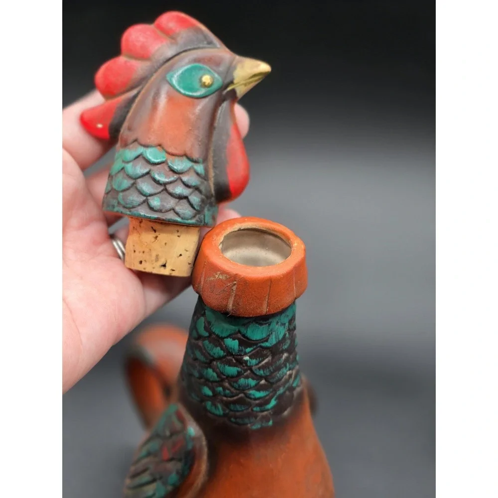 Vintage‎ Rooster Decanter with Cork Stopper Hand Painted